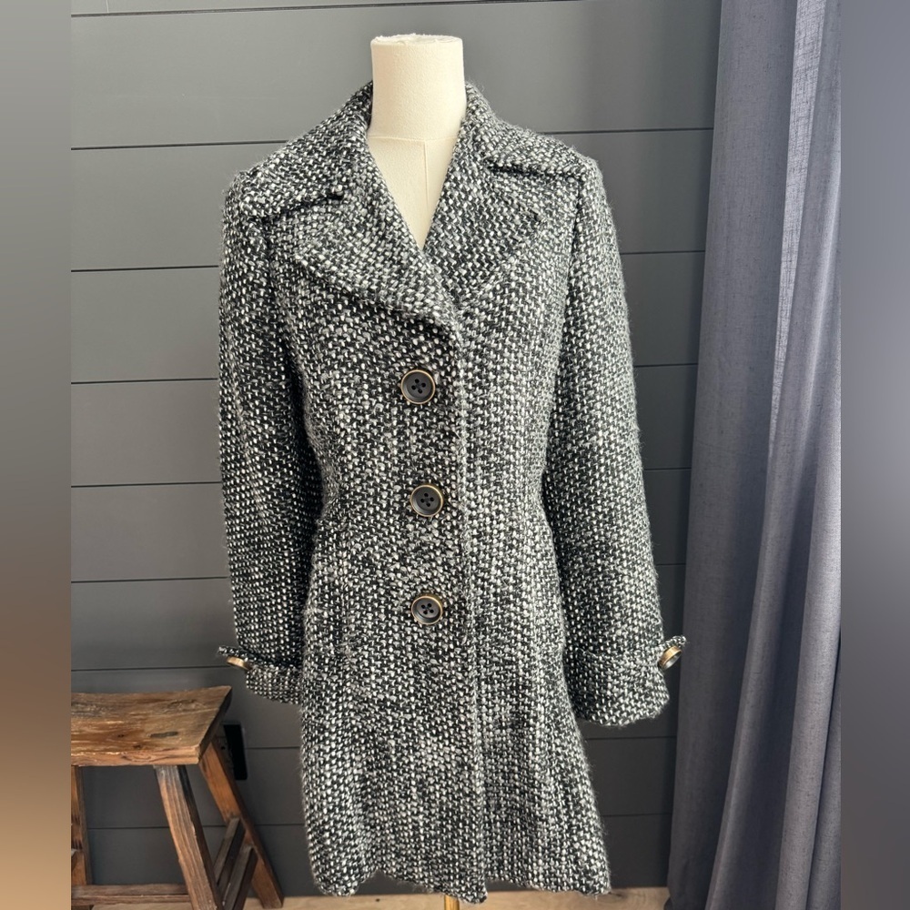 CAbi Salt and Pepper Button Up Textured Jacket Size Medium
